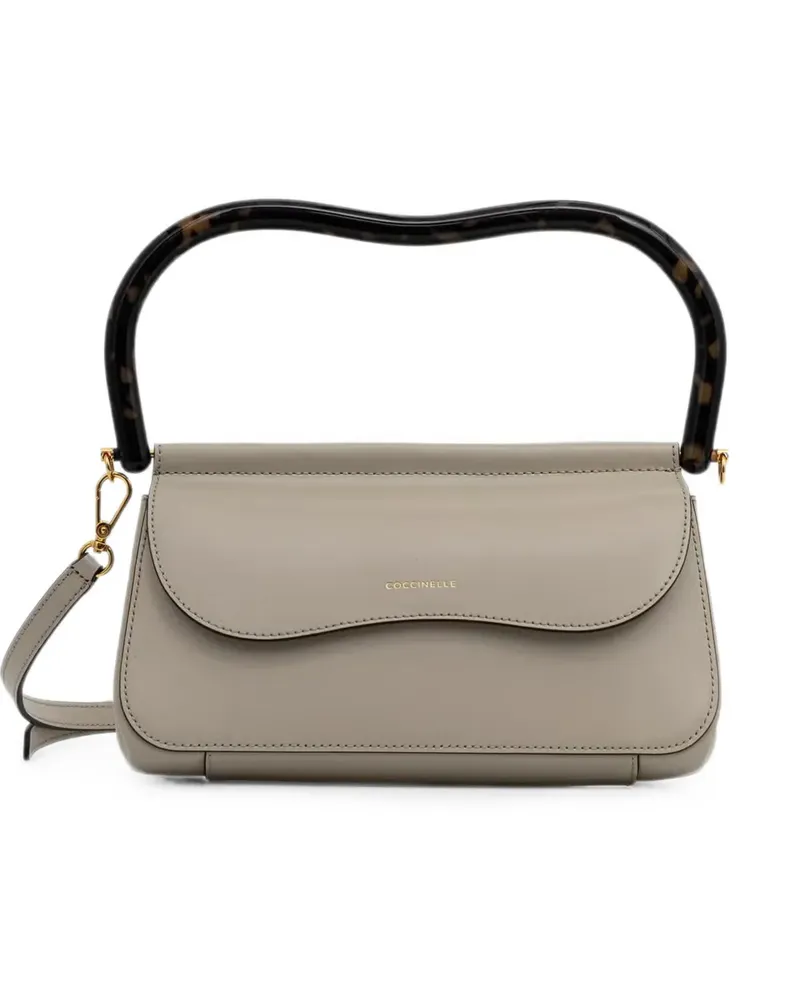 Coccinelle tortoiseshell-effect handle leather tote bag - Nude Nude