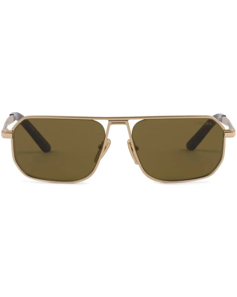 Prada Pilotenbrille mit Logo-Schild - Gold Gold