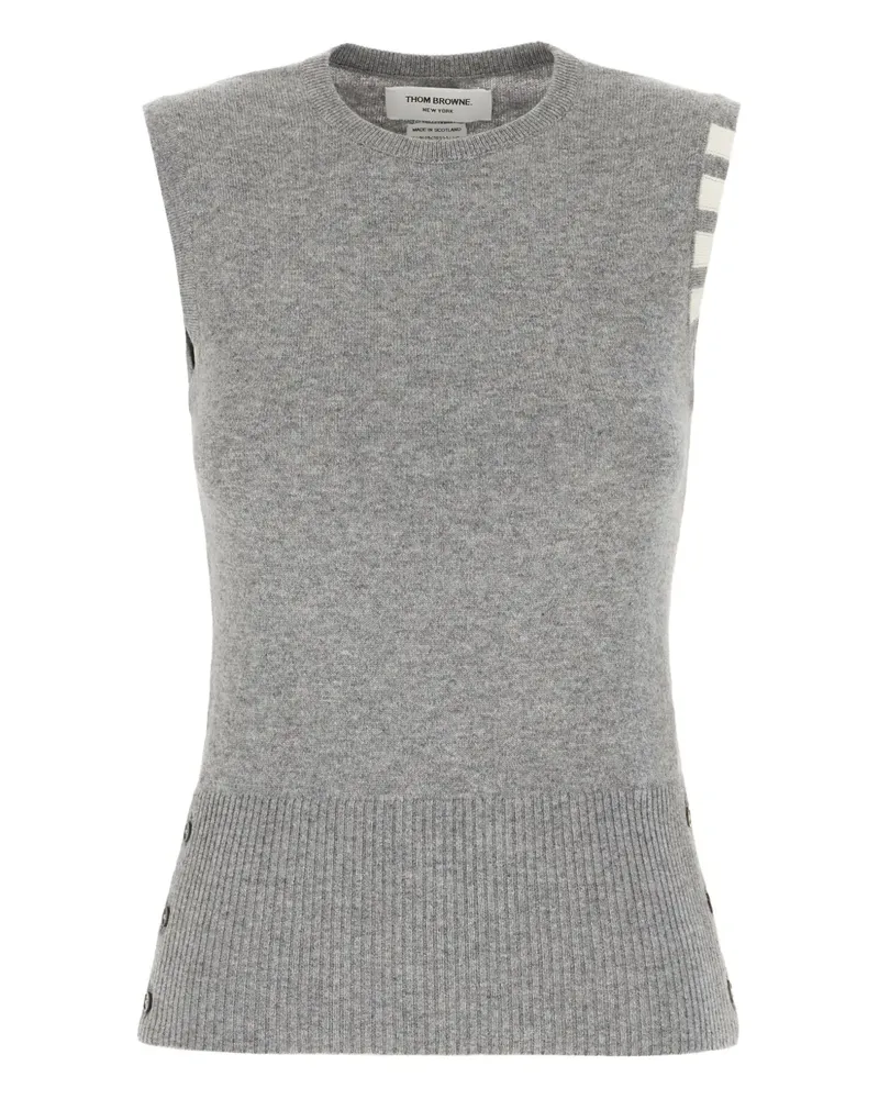 Thom Browne Kaschmirpullunder mit Logo-Streifen - Grau Grau