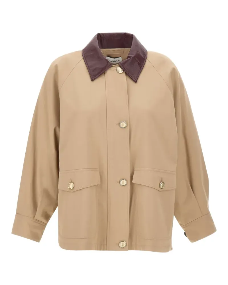 MARELLA contrasting-collar zip-up jacket - Nude Nude