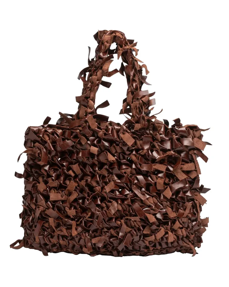 Séfr Agape braided leather tote bag - Braun Braun