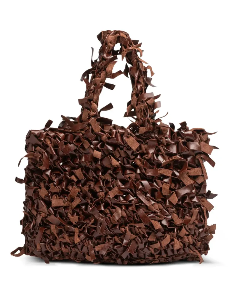 Séfr Agape braided leather tote bag - Braun Braun