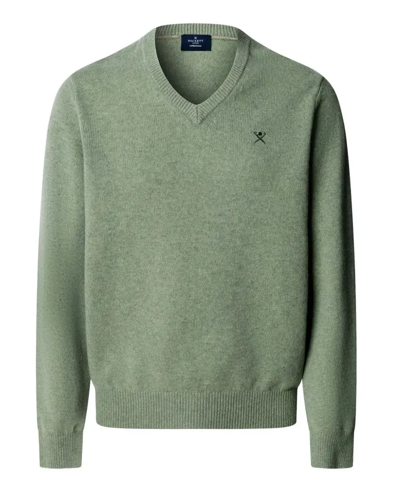 Hackett Pullover aus Lammwolle mit V-Ausschnitt - Grün Grün