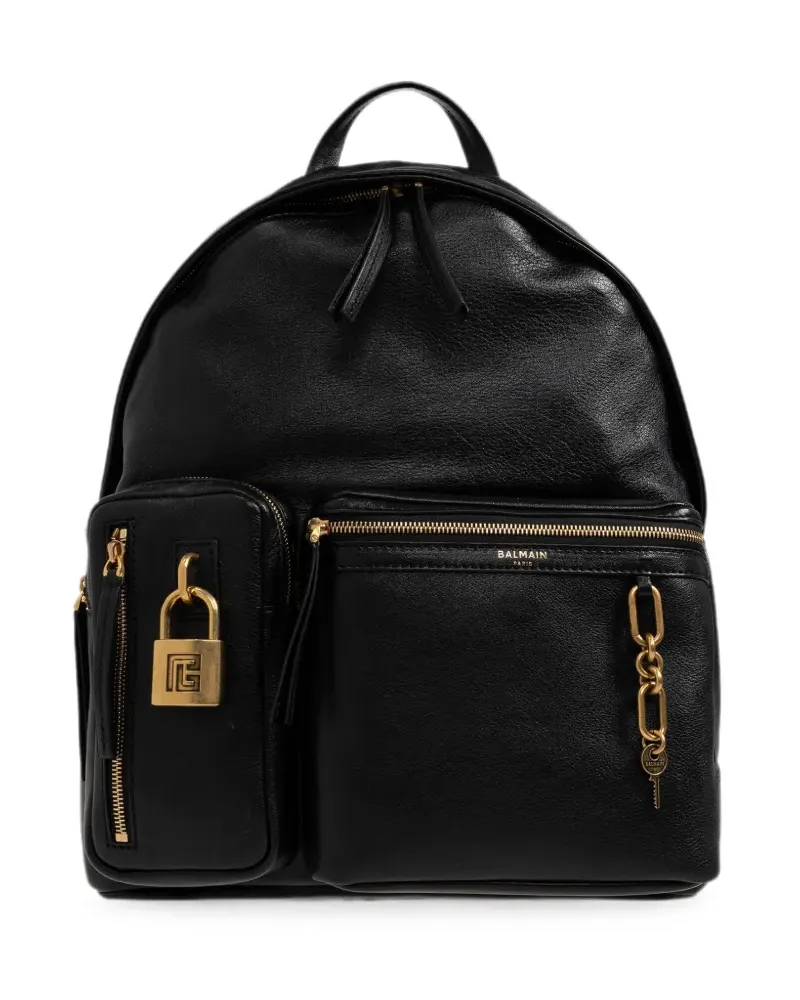 Balmain Rucksack mit Schloss - Schwarz Schwarz