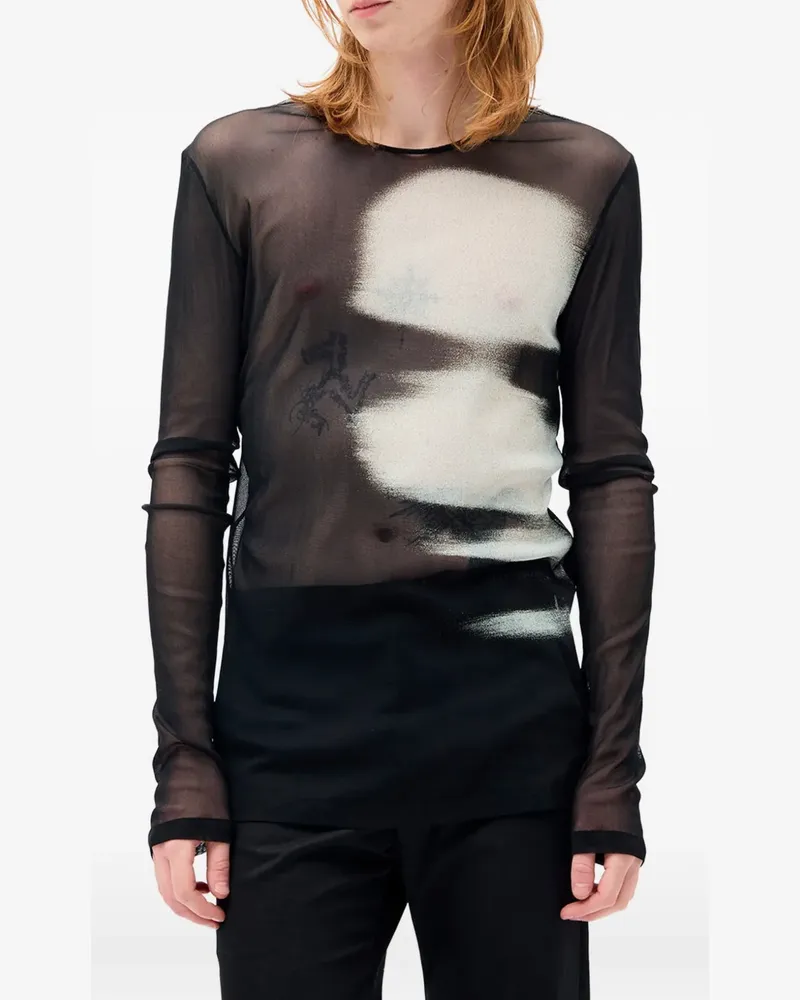 Ann Demeulemeester Greg T-Shirt mit Porträt-Print - Schwarz Schwarz