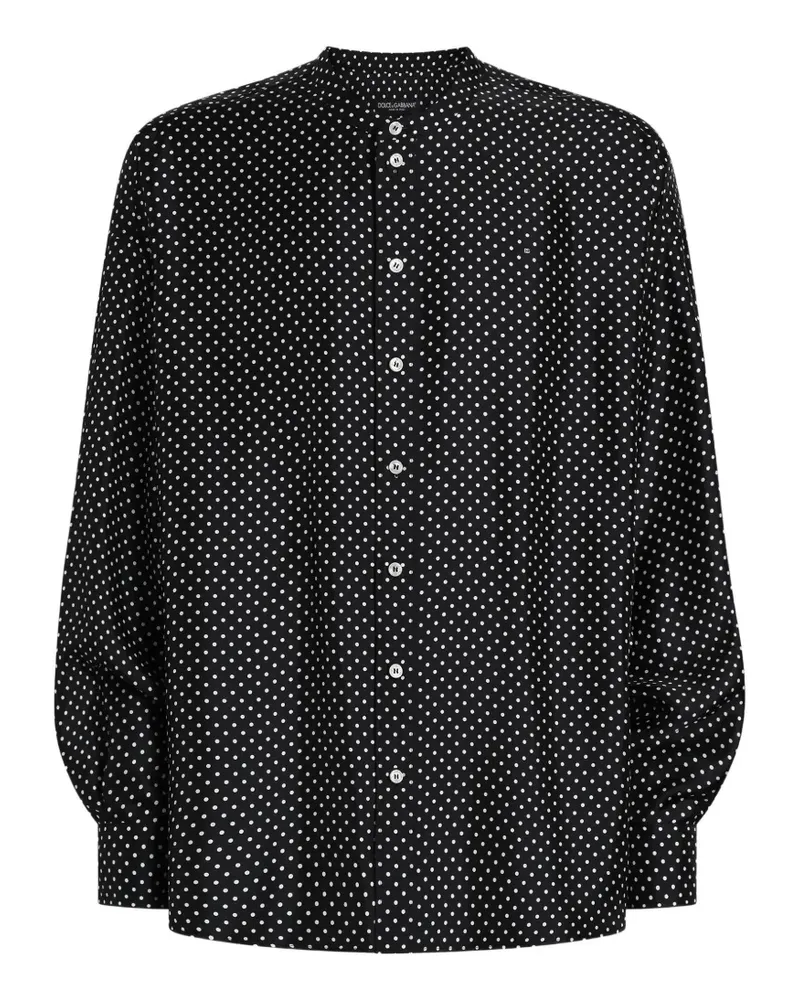 Dolce & Gabbana Seidenhemd mit Polka Dots - Schwarz Schwarz