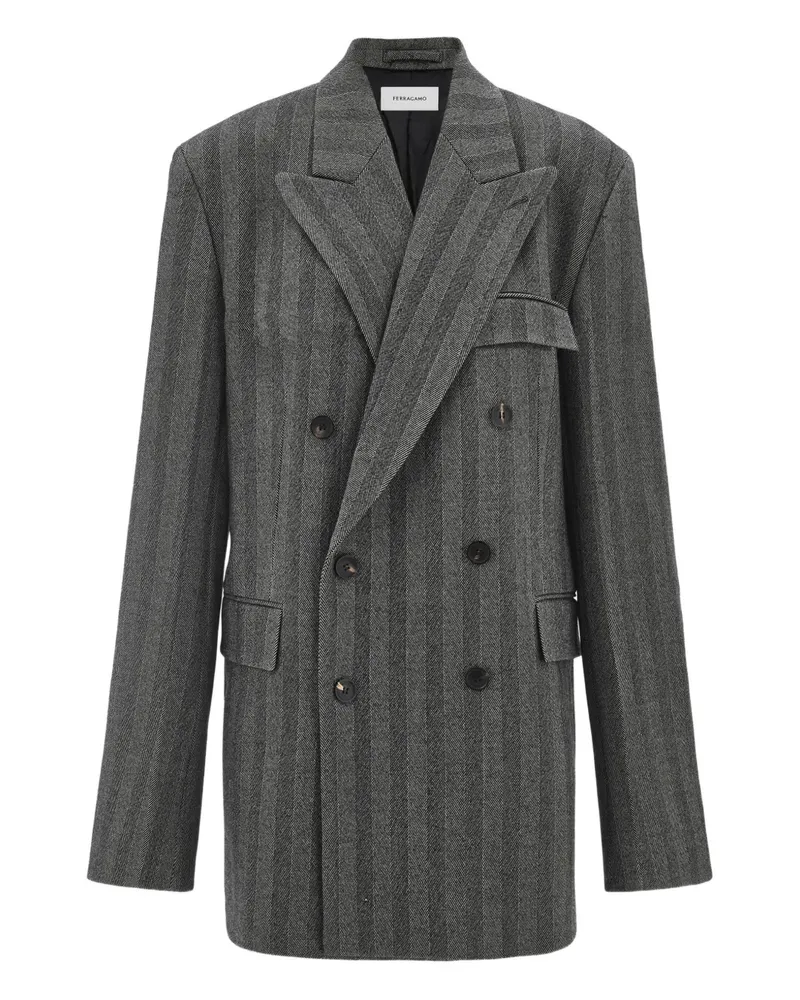 Ferragamo Sakko mit Fischgrätenmuster - Schwarz Schwarz
