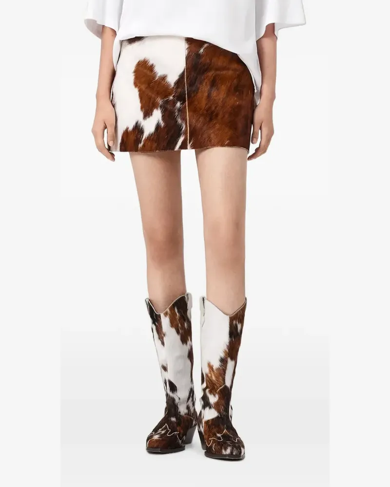 AllSaints Dapple cow-print mini skirt - Braun Braun
