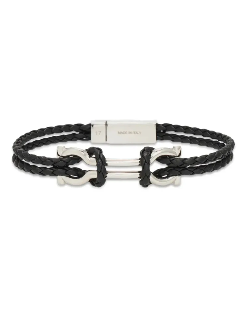 Ferragamo Geflochtenes Gancini Lederarmband - Silber Silber