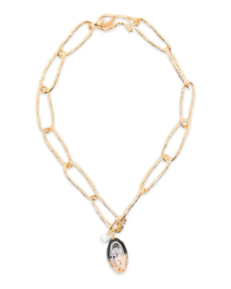 forte_forte glass-pendant pearl-detail necklace - Gold Gold
