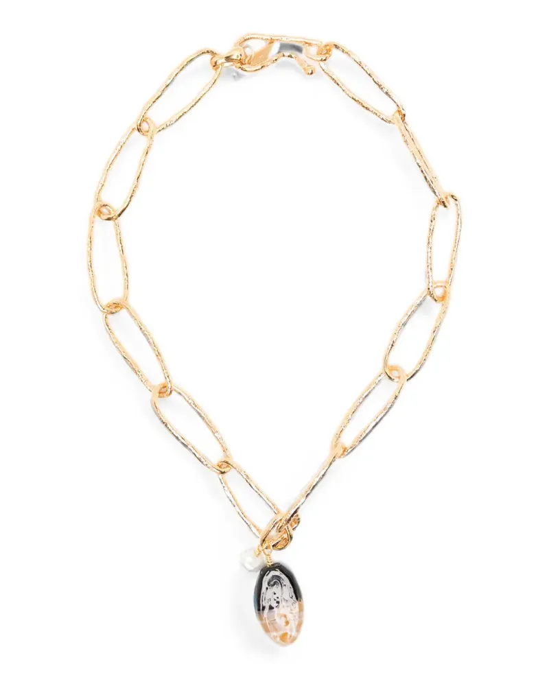 forte_forte glass-pendant pearl-detail necklace - Gold Gold