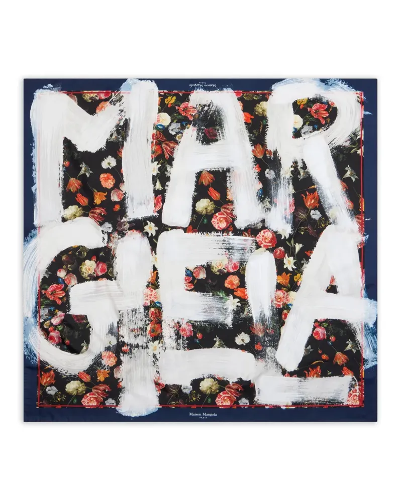 Maison Margiela Seidenschal mit Print - Schwarz Schwarz