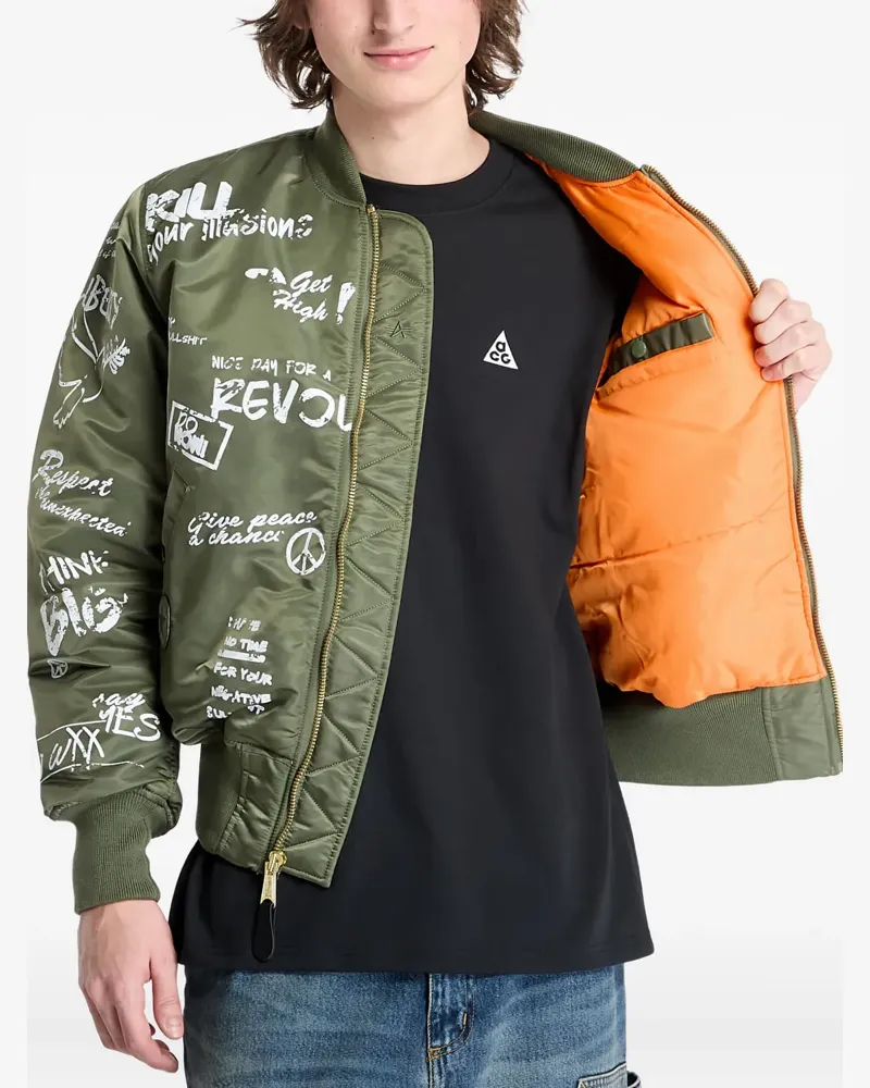 Alpha Industries Bomberjacke mit grafischem Print - Grün Grün
