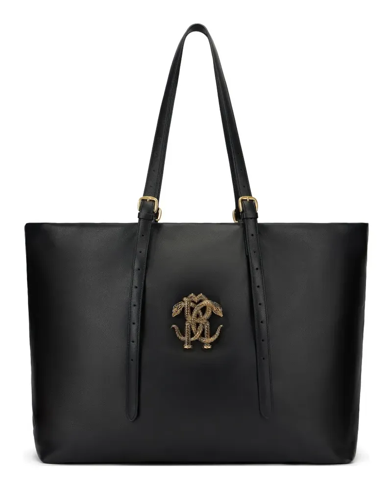 Roberto Cavalli logo-applique tote bag - Schwarz Schwarz