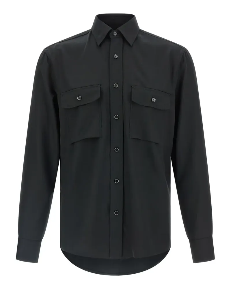 Brioni chest-pockets button military shirt - Schwarz Schwarz