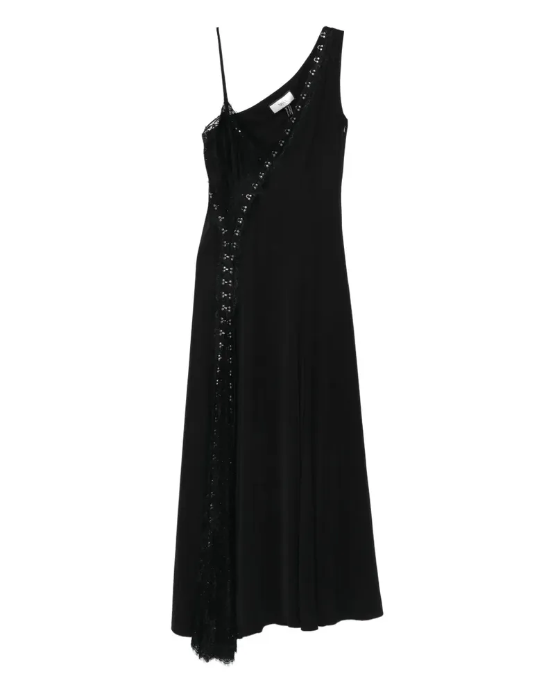 NISSA One-Shoulder-Kleid mit Spitzendetail - Schwarz Schwarz