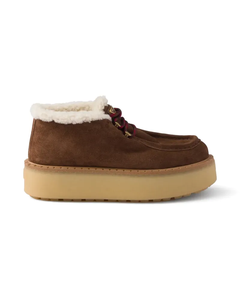 Prada shearling lined suede booties - Braun Braun