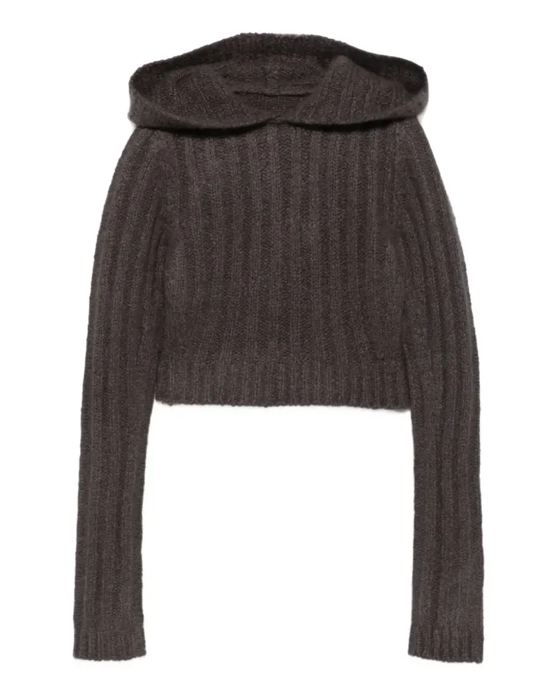 Rick Owens Gerippter Cropped-Hoodie - Grau Grau