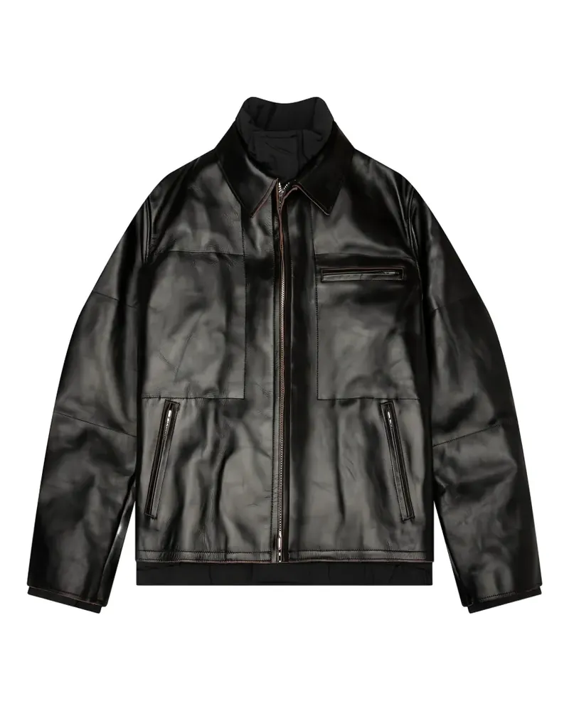 Sacai zip-fastening leather jacket - Schwarz Schwarz