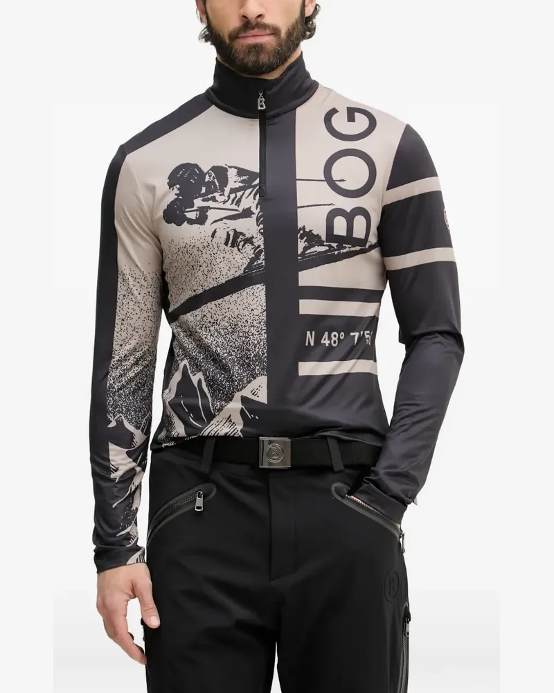 Bogner Verti graphic-print half-zip ski top - Nude Nude