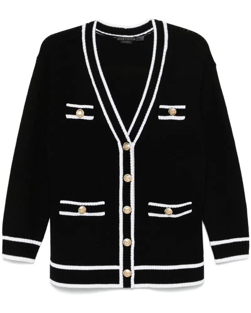 Alice + Olivia Cardigan mit Streifen - Schwarz Schwarz
