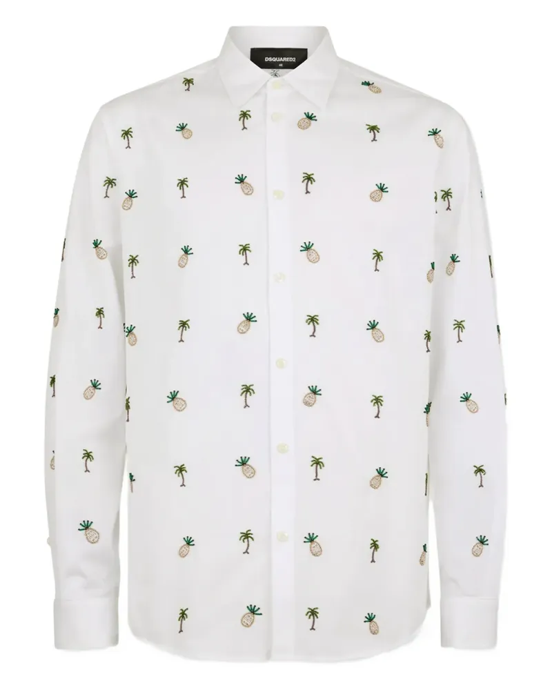 Dsquared2 Hemd mit Palmen-Stickerei - Weiß Weiß