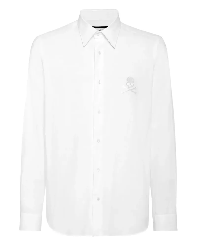 Philipp Plein Hemd mit Totenkopf-Stickerei - Weiß Weiß