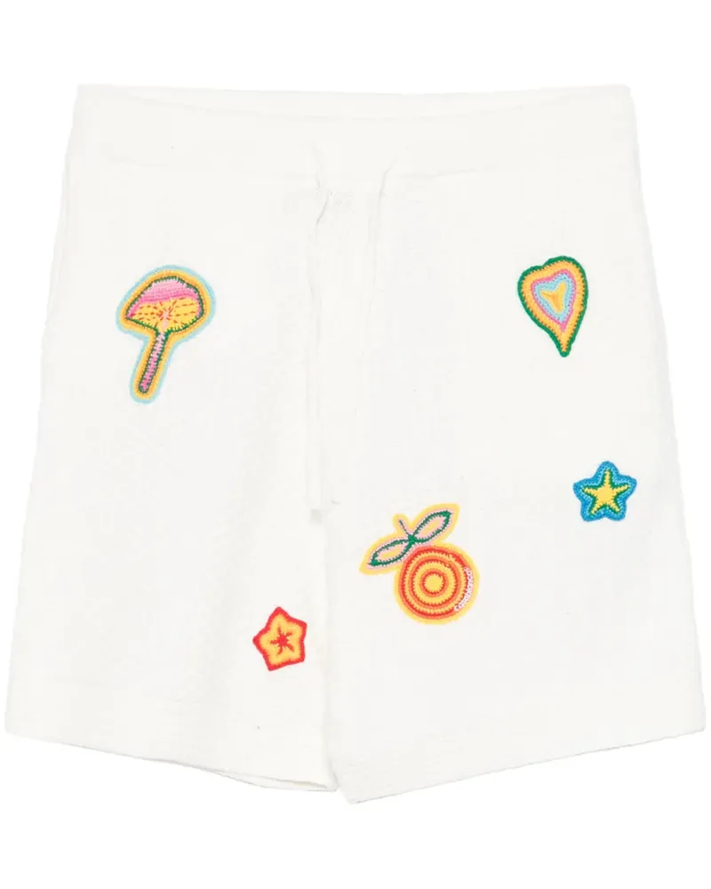Casablanca Paris Gehäkelte Shorts mit Patch-Detail - Weiß Weiß