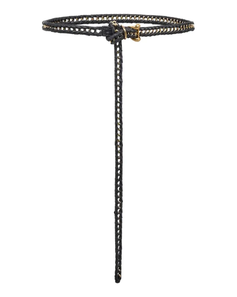 Etro Gürtel mit Kette und gewebtem Leder - Schwarz Schwarz
