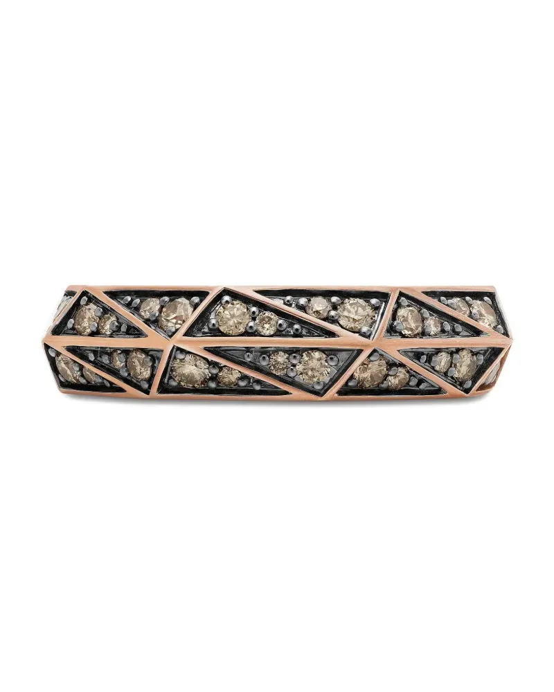 David Yurman 18kt Torqued Faceted Rotgoldring mit Diamanten (6mm) - Rosa Rosa