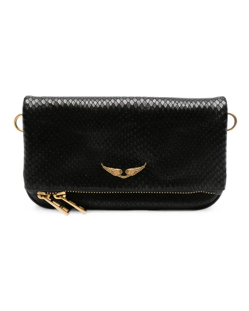 Zadig & Voltaire Rock snake-effect clutch bag - Schwarz Schwarz