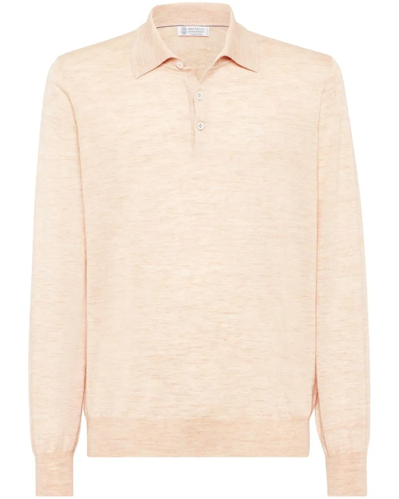 Brunello Cucinelli Gestricktes Kaschmir-Seiden-Poloshirt - Orange Orange