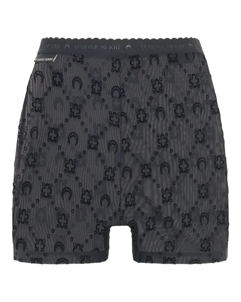 Marine Serre Mesh-Shorts mit Flock-Print - Schwarz Schwarz
