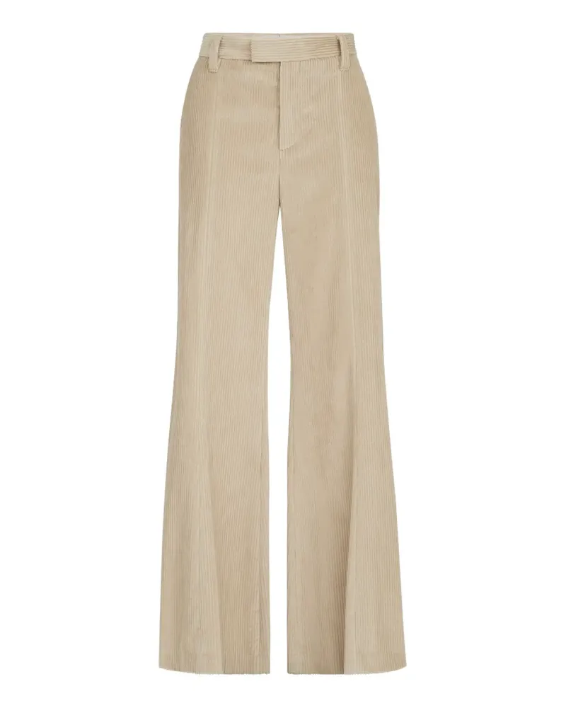Brunello Cucinelli cotton corduroy wide-flare trousers with Monili - Nude Nude