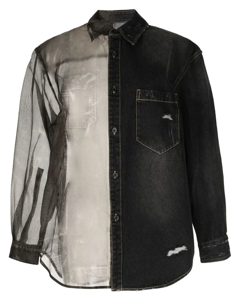 JNBY Semi-transparentes T-Shirt - Schwarz Schwarz