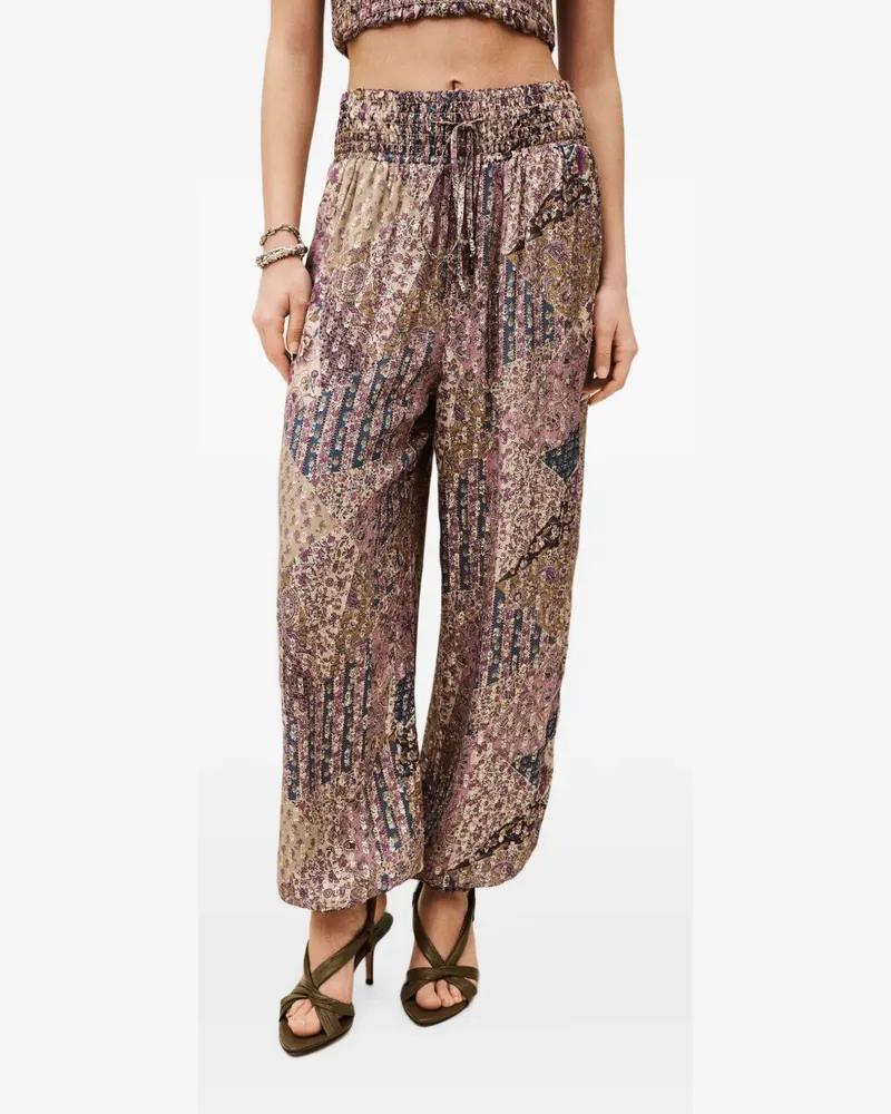 ba&sh patchwork-print metallic-effect trousers - Rosa Rosa