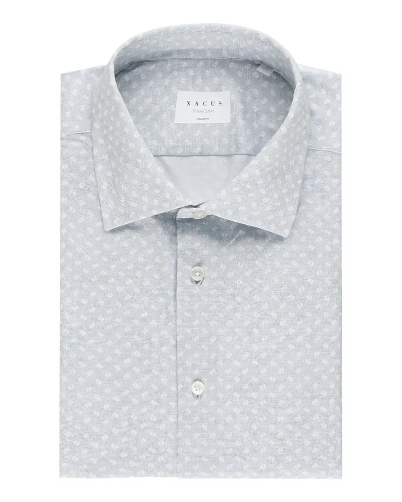 XACUS Travel Hemd mit geometrischem Muster - Blau Blau