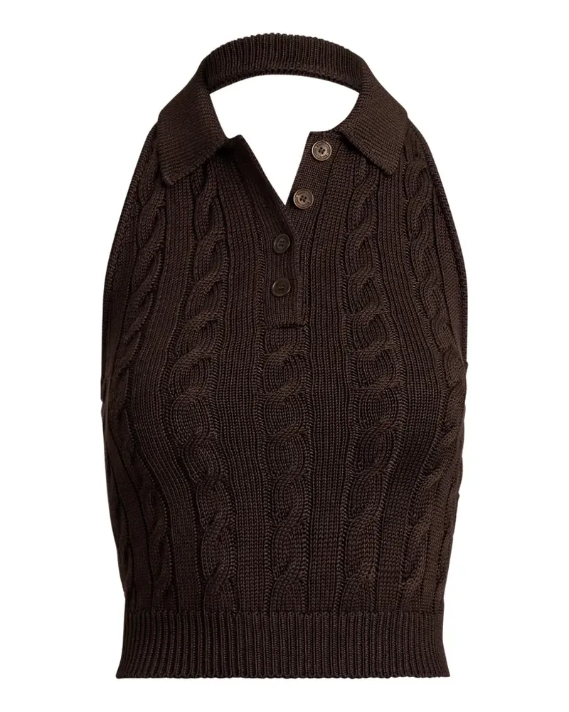 Ralph Lauren Neckholder-Pullover mit Zopfmuster - Braun Braun