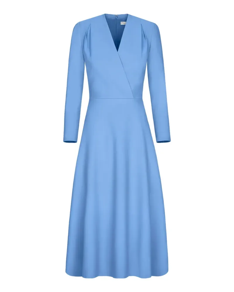 Oscar de la Renta wool-blend long-sleeve dress - Blau Blau