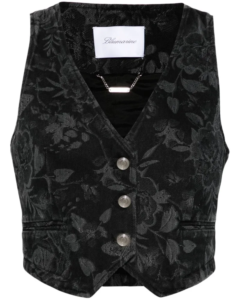 Blumarine Pullunder mit Blumenmuster - Schwarz Schwarz