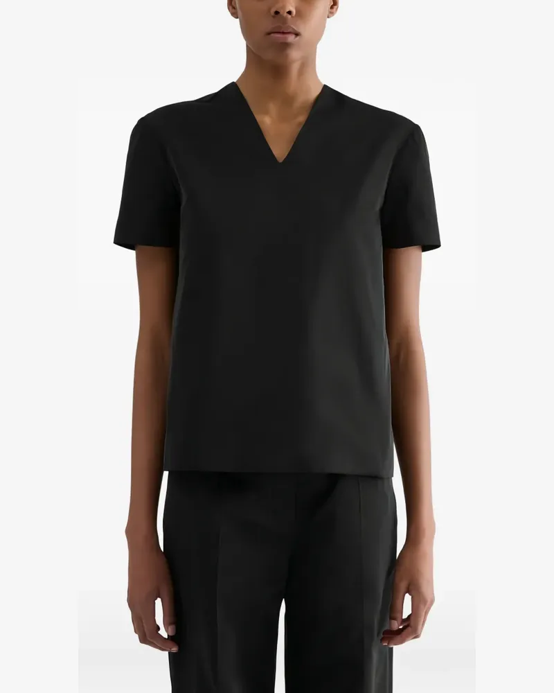 Jil Sander T-Shirt mit V-Ausschnitt - Schwarz Schwarz