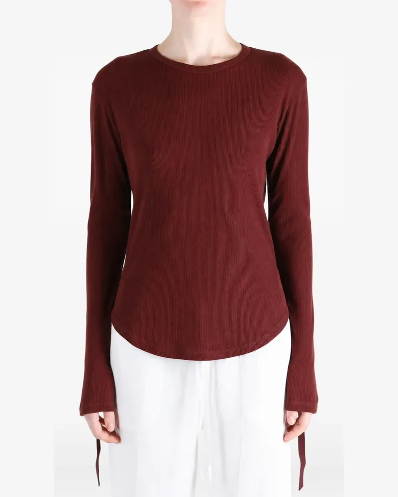 Ann Demeulemeester Dot ribbed-knit long-sleeve t-shirt - Rot Rot