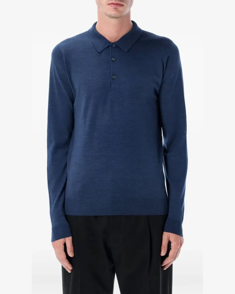 John Smedley Poloshirt mit Knopfleiste - Blau Blau