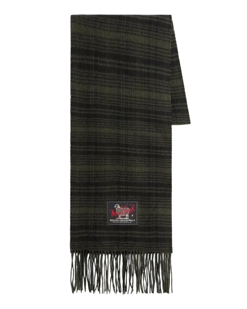 Woolrich Karierter Schal mit Fransen - Grün Grün