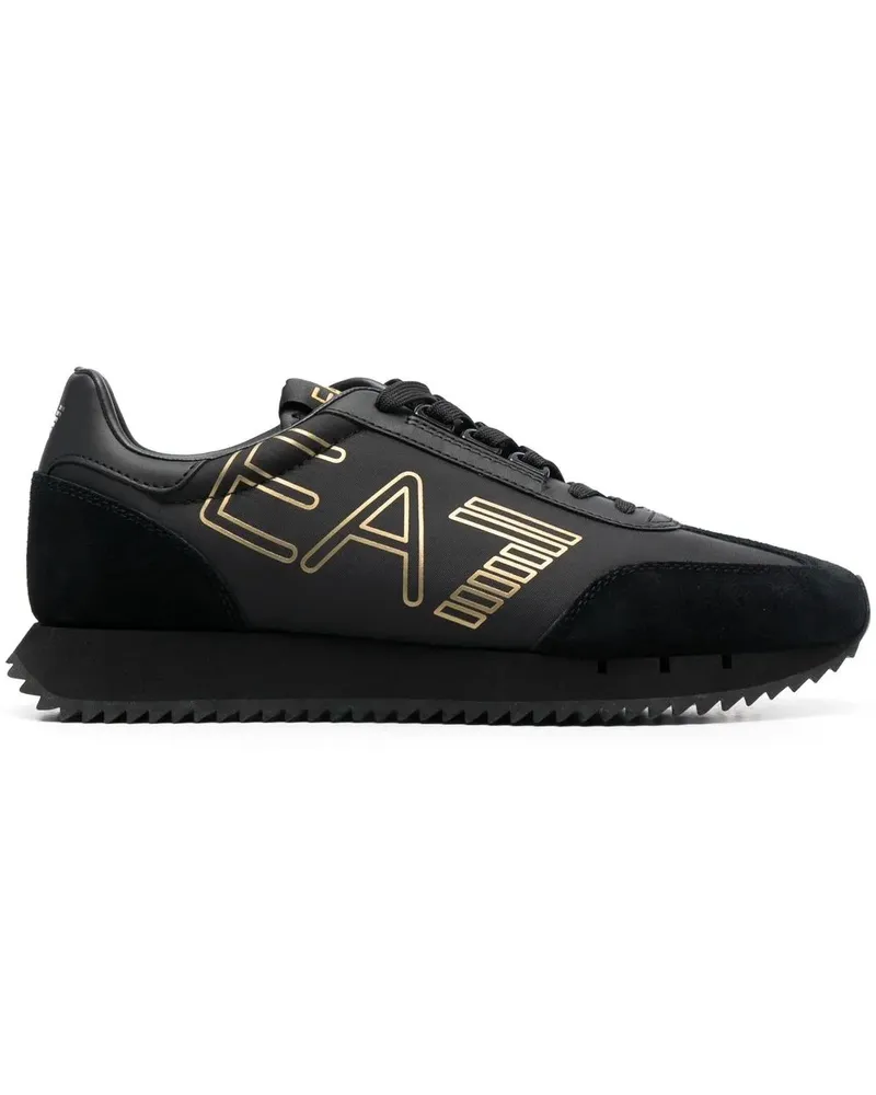 EA7 Sneakers mit Logo-Print - Schwarz Schwarz