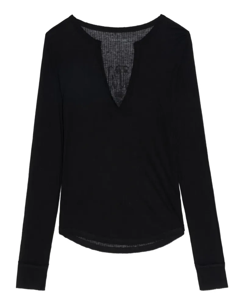 Zadig & Voltaire Geripptes Langarmshirt - Schwarz Schwarz