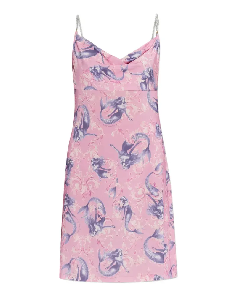 Versace Jeans pearl embellished printed dress - Rosa Rosa