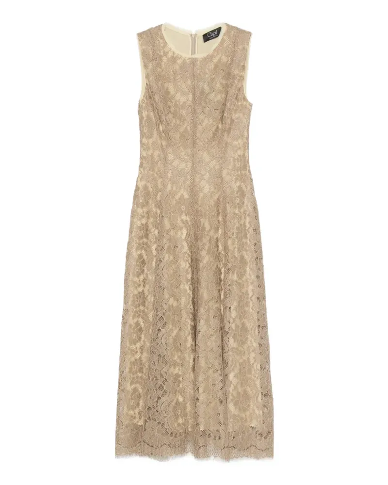 Clips flower-lace midi dress - Nude Nude