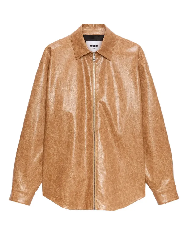 MSGM zip-up collared coat - Nude Nude