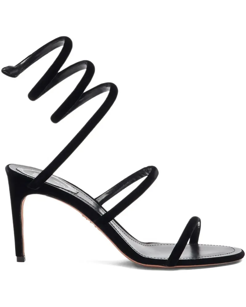 René Caovilla Cleo Sandalen mit Spiralriemen 80mm - Schwarz Schwarz